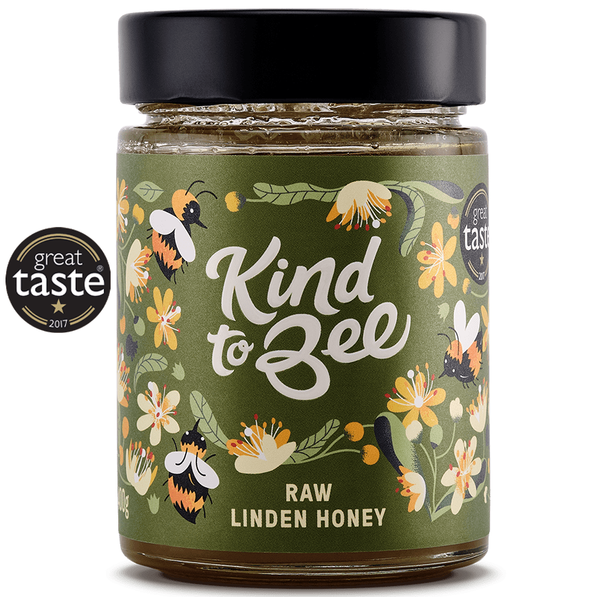 A jar of raw linden honey from Kind To Bee that won the Great Taste Award in 2017