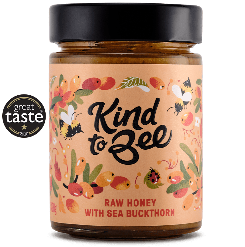 The 2020 Great Taste award winning Raw Honey with Sea Buckthorn from Kind to Bee 400g